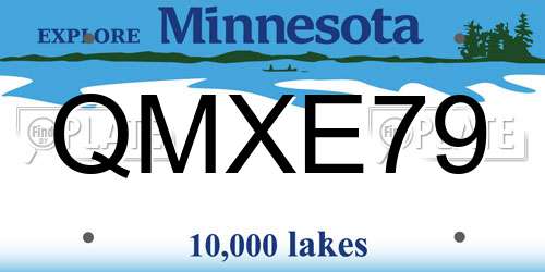 QMXE79 Minnesota License Plate