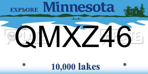 QMXZ46 Minnesota License Plate