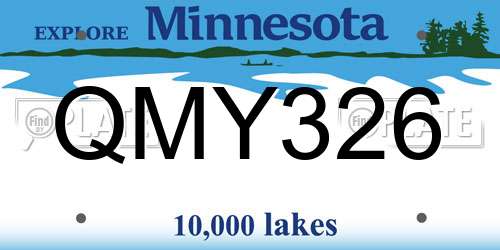 QMY326 Minnesota License Plate
