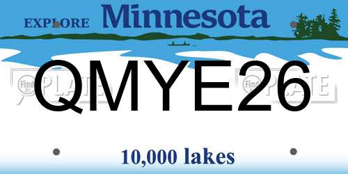 QMYE26 Minnesota License Plate