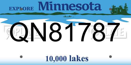 QN81787 Minnesota License Plate