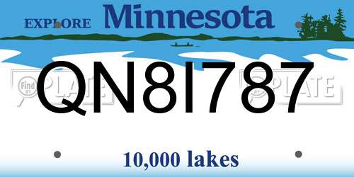 QN8I787 Minnesota License Plate