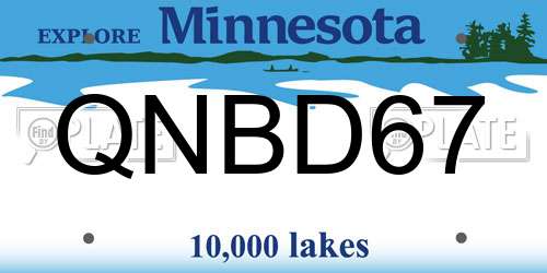 QNBD67 Minnesota License Plate