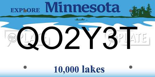 QO2Y3T Minnesota License Plate