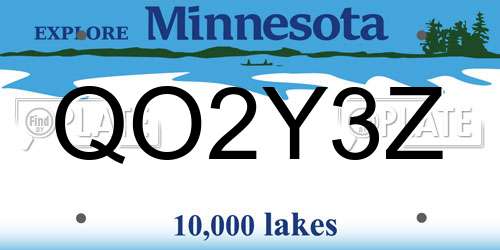 QO2Y3Z Minnesota License Plate