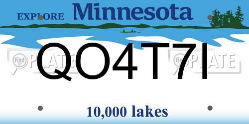 QO4T7I Minnesota License Plate