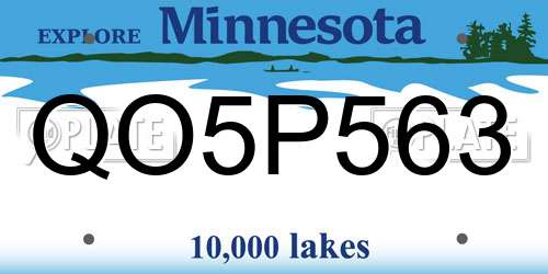 QO5P563 Minnesota License Plate