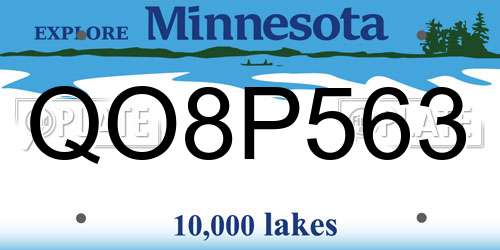 QO8P563 Minnesota License Plate