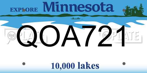 QOA721 Minnesota License Plate