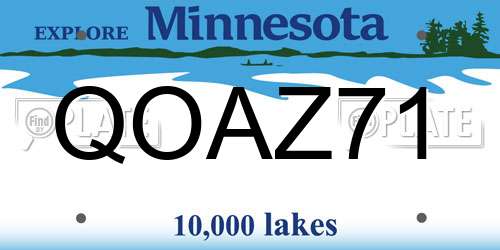 QOAZ71 Minnesota License Plate