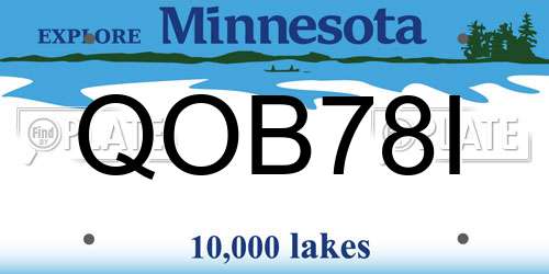 QOB78I Minnesota License Plate