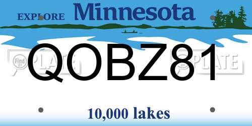 QOBZ81 Minnesota License Plate