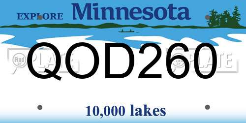 QOD260 Minnesota License Plate