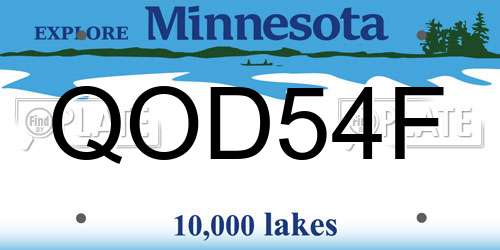 QOD54F Minnesota License Plate