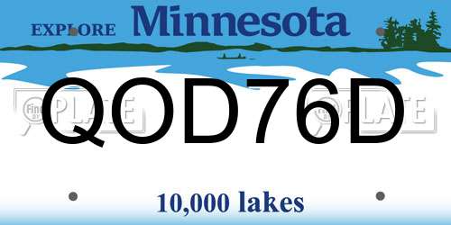 QOD76D Minnesota License Plate