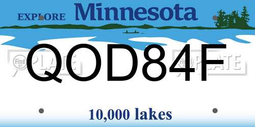 QOD84F Minnesota License Plate