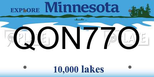QON77O Minnesota License Plate