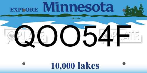 QOO54F Minnesota License Plate