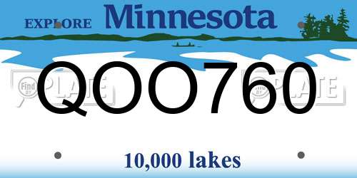 QOO760 Minnesota License Plate