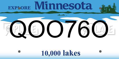 QOO76O Minnesota License Plate
