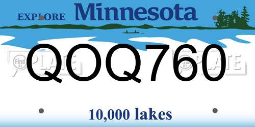 QOQ760 Minnesota License Plate