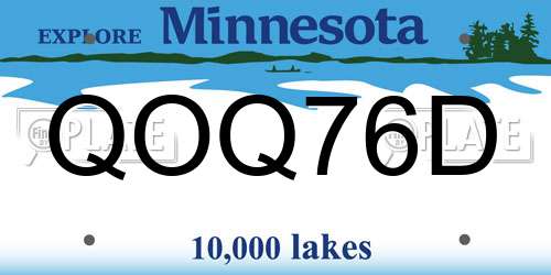 QOQ76D Minnesota License Plate