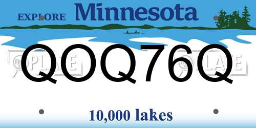 QOQ76Q Minnesota License Plate