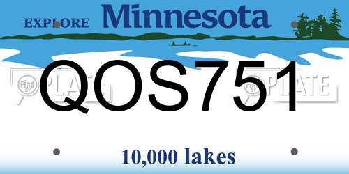 QOS751 Minnesota License Plate