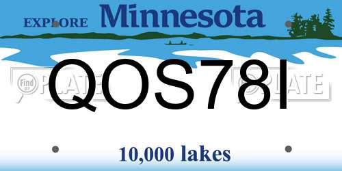 QOS78I Minnesota License Plate
