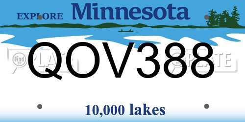 QOV388 Minnesota License Plate