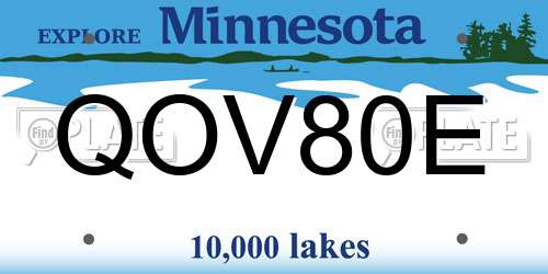 QOV80E Minnesota License Plate