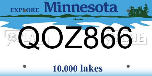 QOZ866 Minnesota License Plate