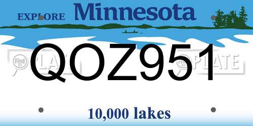 QOZ951 Minnesota License Plate