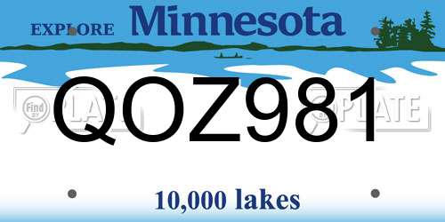 QOZ981 Minnesota License Plate