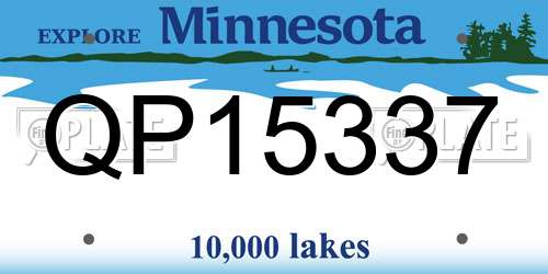 QP15337 Minnesota License Plate