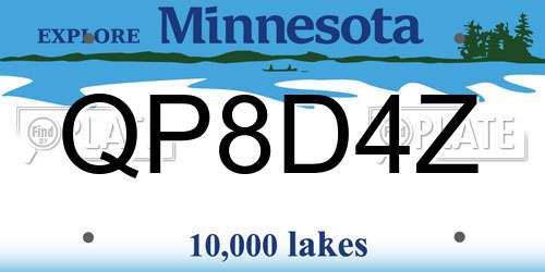 QP8D4Z Minnesota License Plate