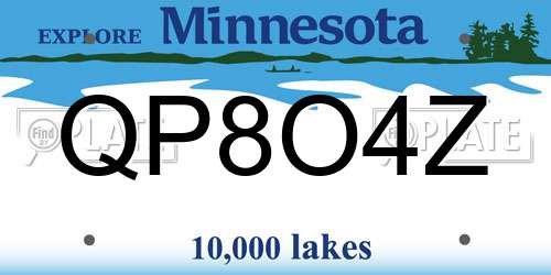 QP8O4Z Minnesota License Plate