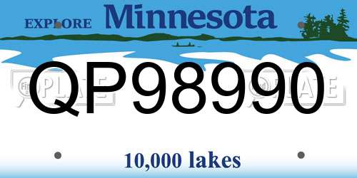 QP98990 Minnesota License Plate