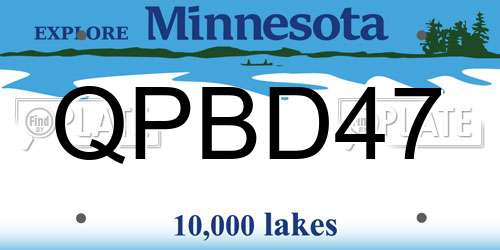QPBD47 Minnesota License Plate