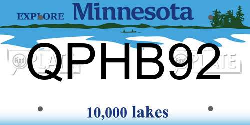 QPHB92 Minnesota License Plate