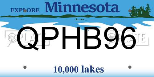 QPHB96 Minnesota License Plate