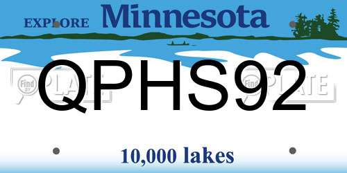 QPHS92 Minnesota License Plate