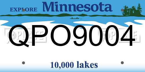 QPO9004 Minnesota License Plate