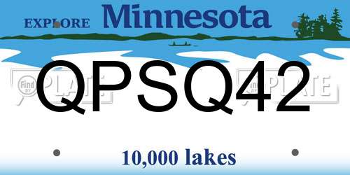 QPSQ42 Minnesota License Plate