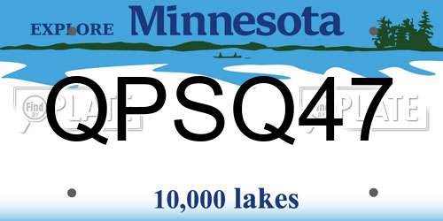 QPSQ47 Minnesota License Plate