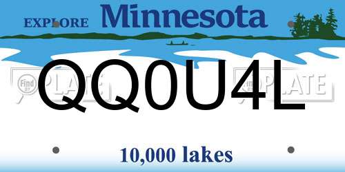 QQ0U4L Minnesota License Plate