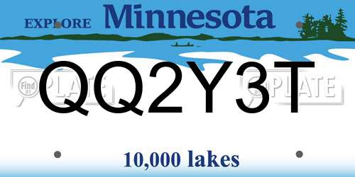 QQ2Y3T Minnesota License Plate