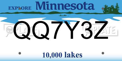 QQ7Y3Z Minnesota License Plate