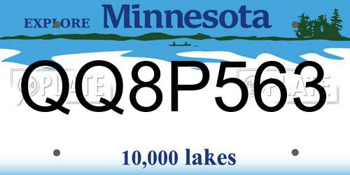 QQ8P563 Minnesota License Plate