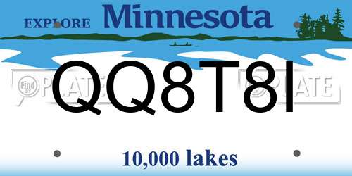 QQ8T8I Minnesota License Plate